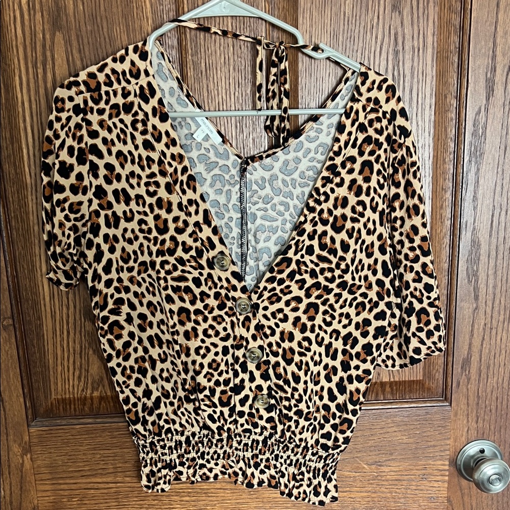 Maurices Leopard Print Blouse with Button Detail